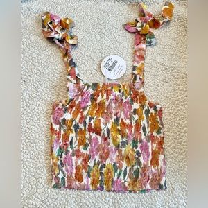 Petal & Pup Raffael Shirred Crop Top - Pink Floral